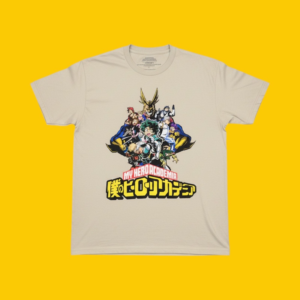My Hero Academia Men Tan Graphic T-Shirt Deku All Might Anime Funimation Large